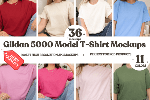 Download Gildan 5000 Model T-Shirt Mockup Bundle - Premium Bundle