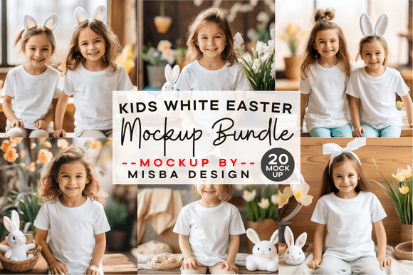 Download Kids Easter White Shirt Mockup Bundle - White shirt mockup bundle Collection