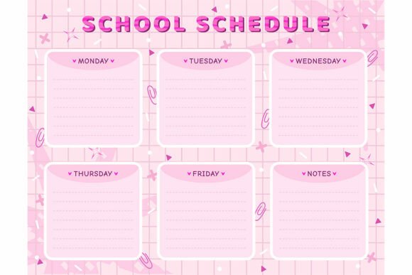 Download Vector School Schedule Template in Pink - Schedule template Collection