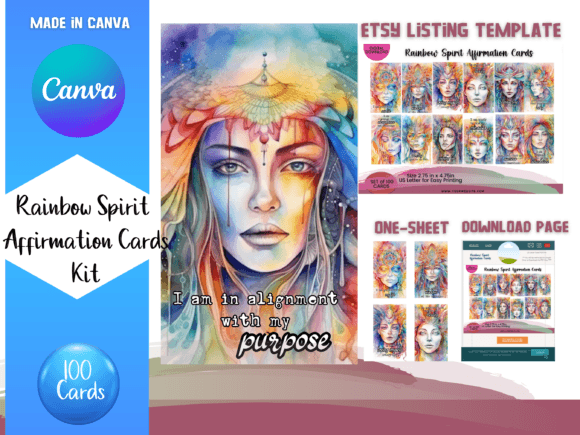 Download Rainbow Affirmation Card Canva Templates - Canva templates Collection