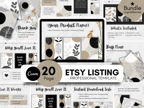 Download Etsy Listing Canva Template Editable 20P - Template editable Collection