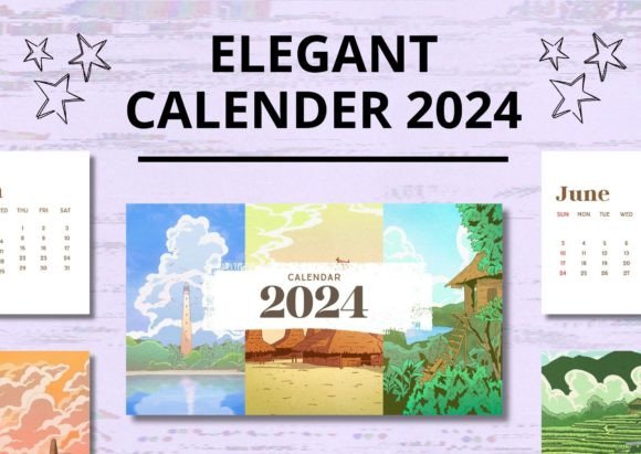 Download 2024 Elegant Calender Canva Templates - Canva templates Collection