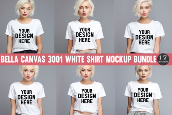 Download Bella Canvas 3001 White Shirt Mockup Bun - Premium Resources