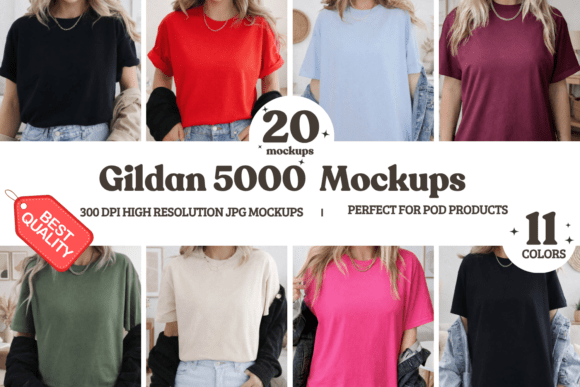 Download Gildan 5000 T-Shirt Mockup Bundle - Premium Resources