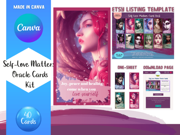 Download Self-Love Oracle Cards Canva Templates - Canva templates Collection
