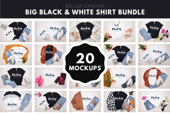 Download Big Black and White Shirt Mockup Bundle - White shirt mockup bundle Collection